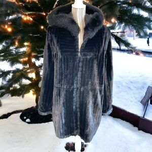 Alpine Studio, faux fur coat, size M, hood, excellent used condition